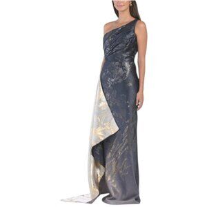 RENE BY RENE RUIZ One Shoulder Jacquard Gown With Sash Detail